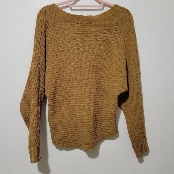American Eagle Brown Tan Boho Cropped Ribbed Oversized Sweater Medium - Picture 2 of 11